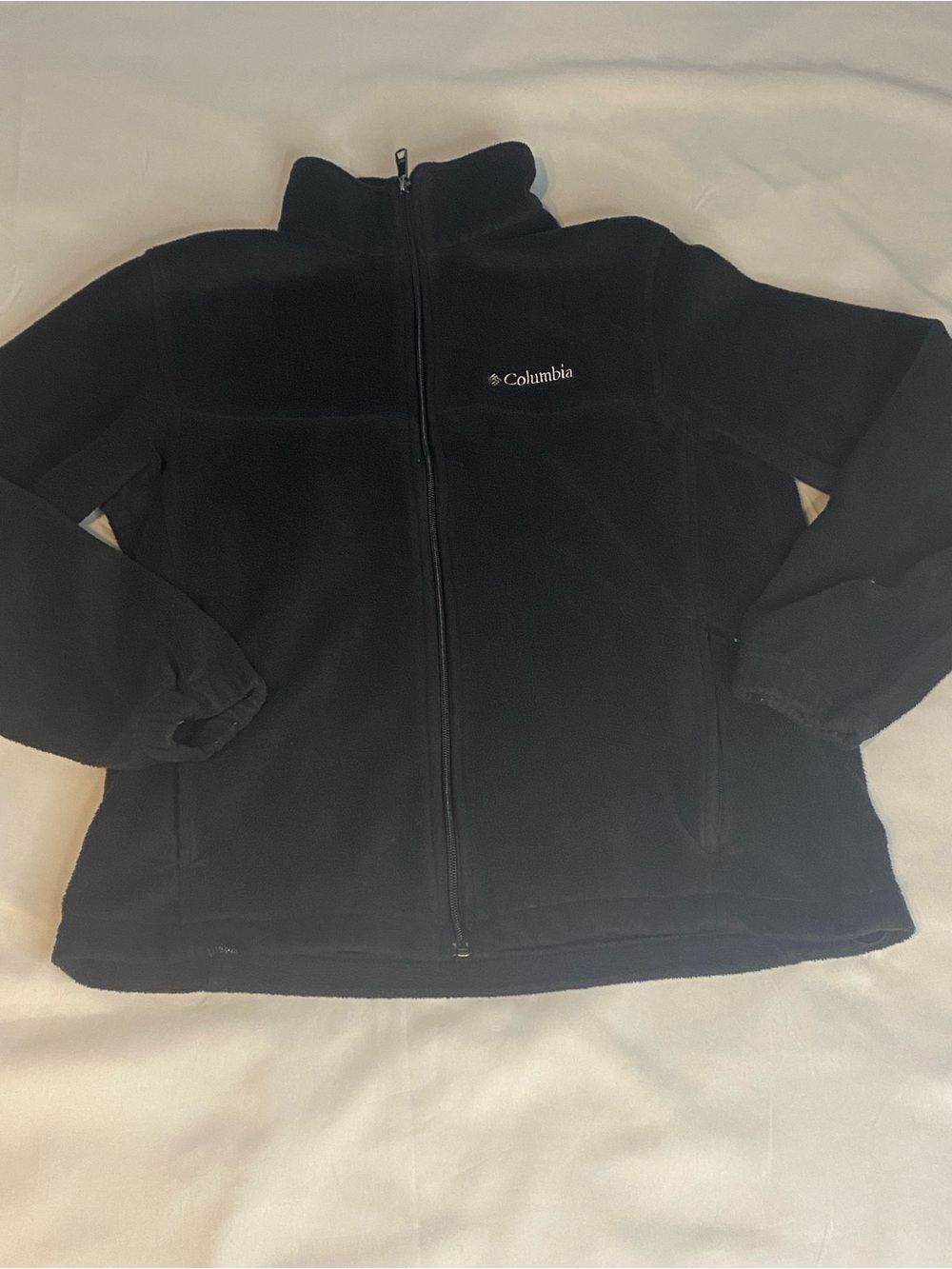 Columbia Mens Black Full-Zip Fleece Jacket with Stand Collar Size XL